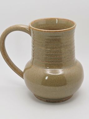Vintage MUG Joy Waddell Signed Studio Pottery Speckled Sage Green COFFEE LOVERS